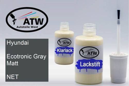 Hyundai, Ecotronic Gray Matt, NET: 20ml Lackstift + 20ml Klarlack - Set, von ATW Autoteile West.